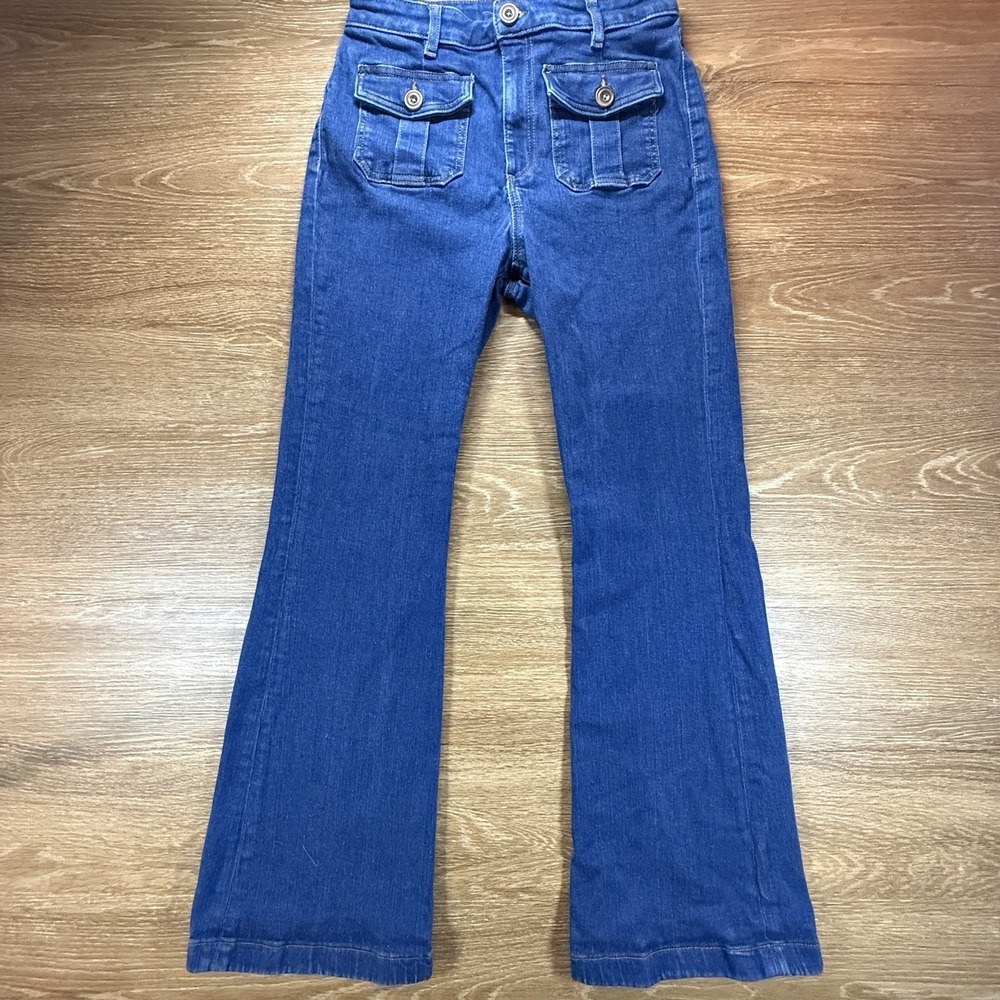 LOFT Women's 10 Slim Flare Jeans Blue High Rise Stretch Casual Denim Boho Y2K - Picture 2 of 11